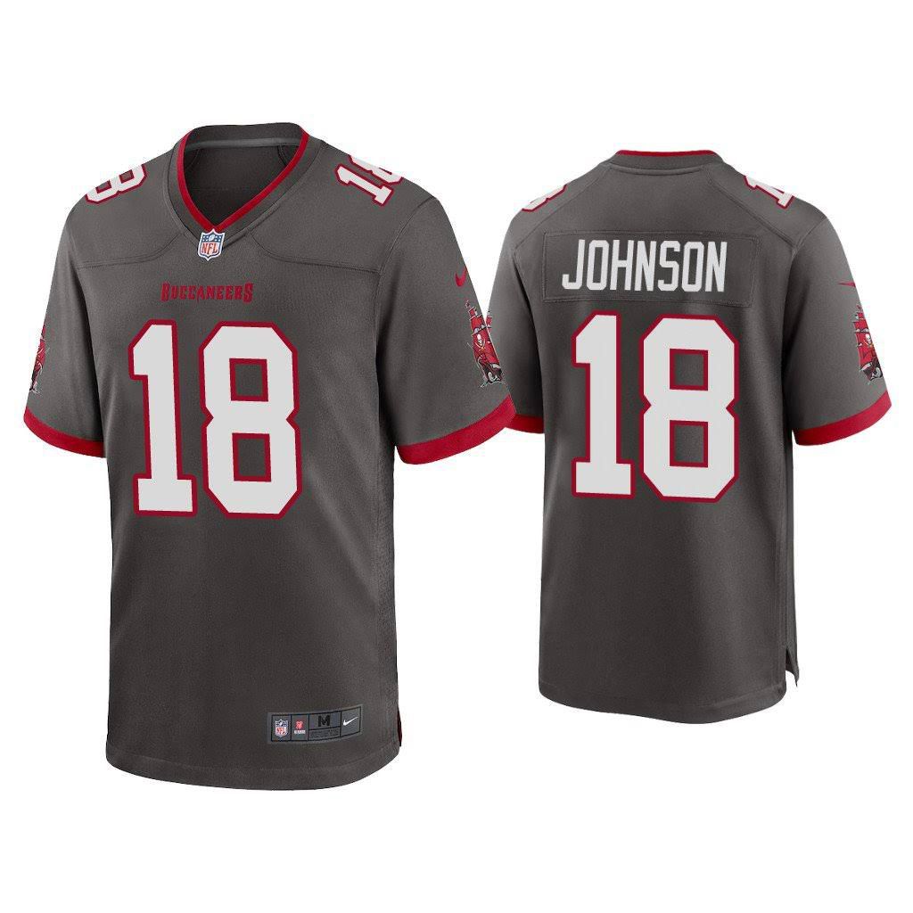 Men Tampa Bay Buccaneers 18 Tyler Johnson Nike Pewter Alternate Game NFL Jersey